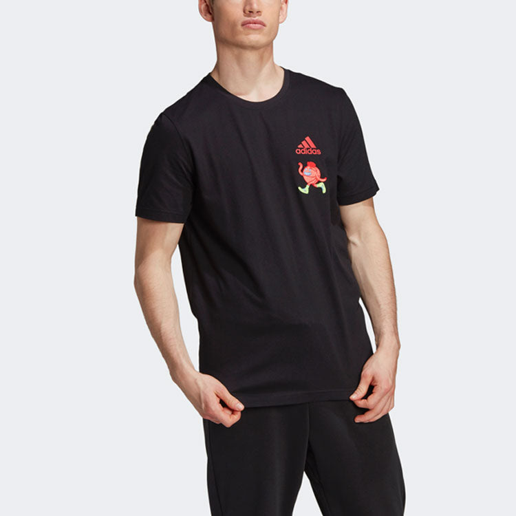 adidas Embroidery Casual Sports Round Neck Short Sleeve Black FP8459