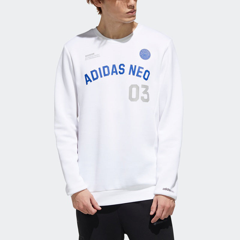 adidas neo M Cs Vrsty Sw Logo Printing Knit Sports Round Neck Pullover White GJ8950