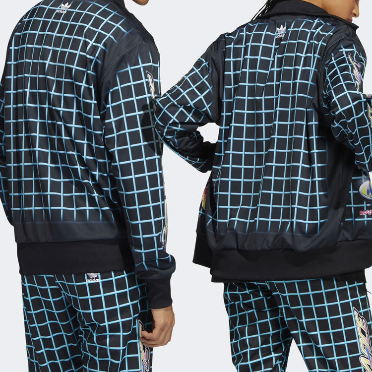 adidas originals x JEREMY SCOTT Crossover Cartoon Plaid Printing Sports Jacket Black HG6509
