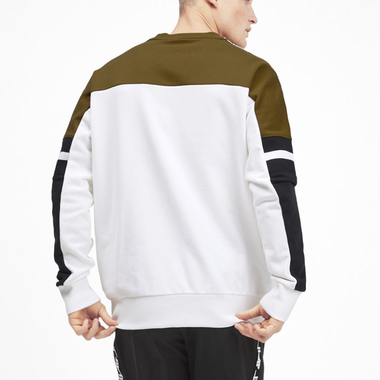 PUMA Logo Printing Colorblock Round Neck White 595872-02