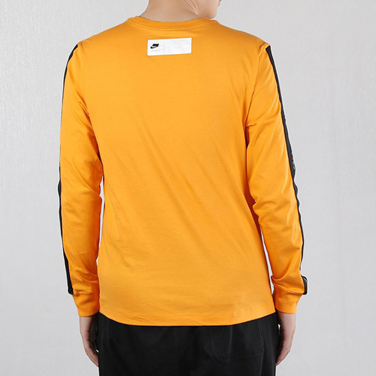 Men's Nike Logo Printing Round Neck Pullover Long Sleeves Yellow T-Shirt CI6215-886