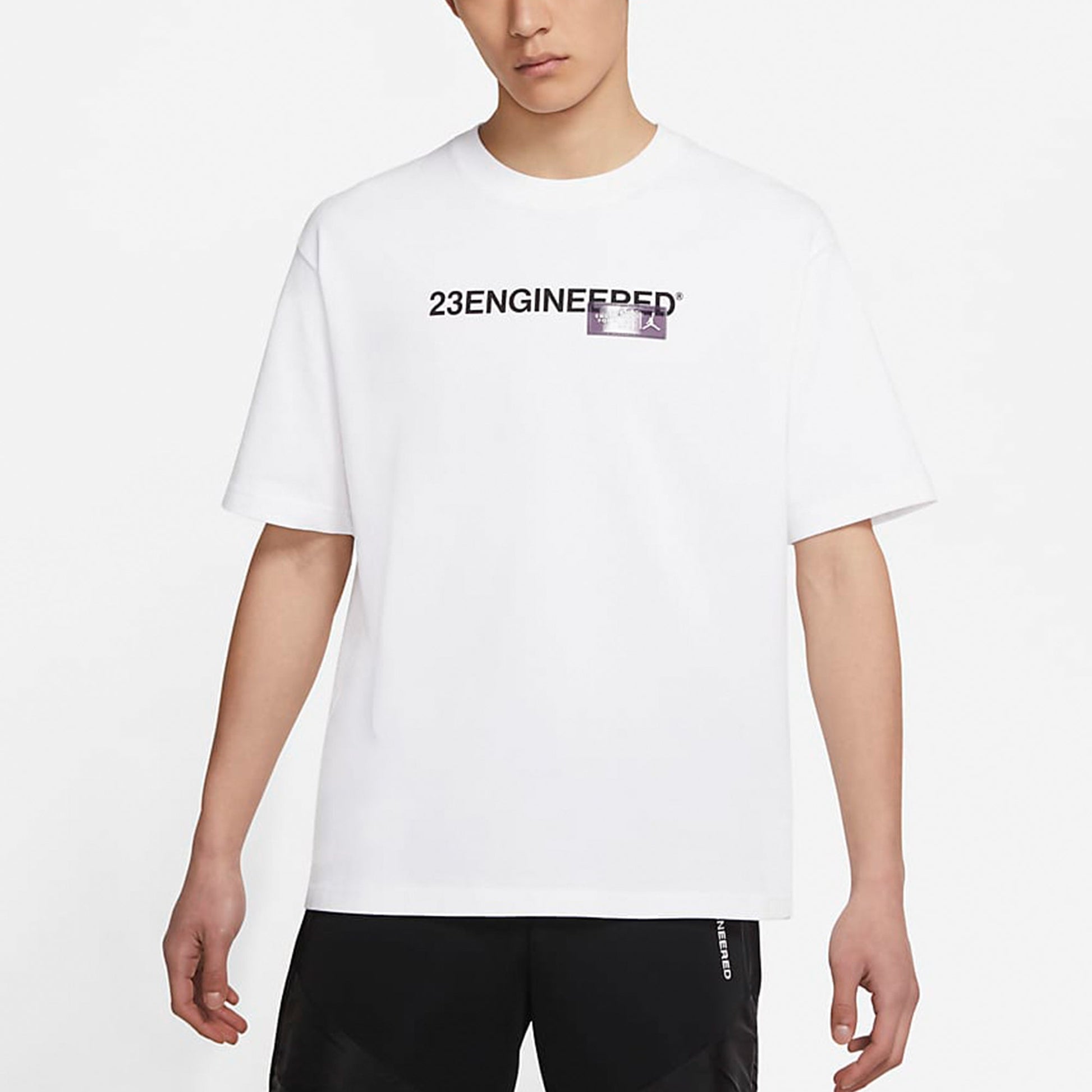 Men's Air Jordan 23 Engineered Alphabet Printing Sports Training Short Sleeve White T-Shirt CZ5182-100