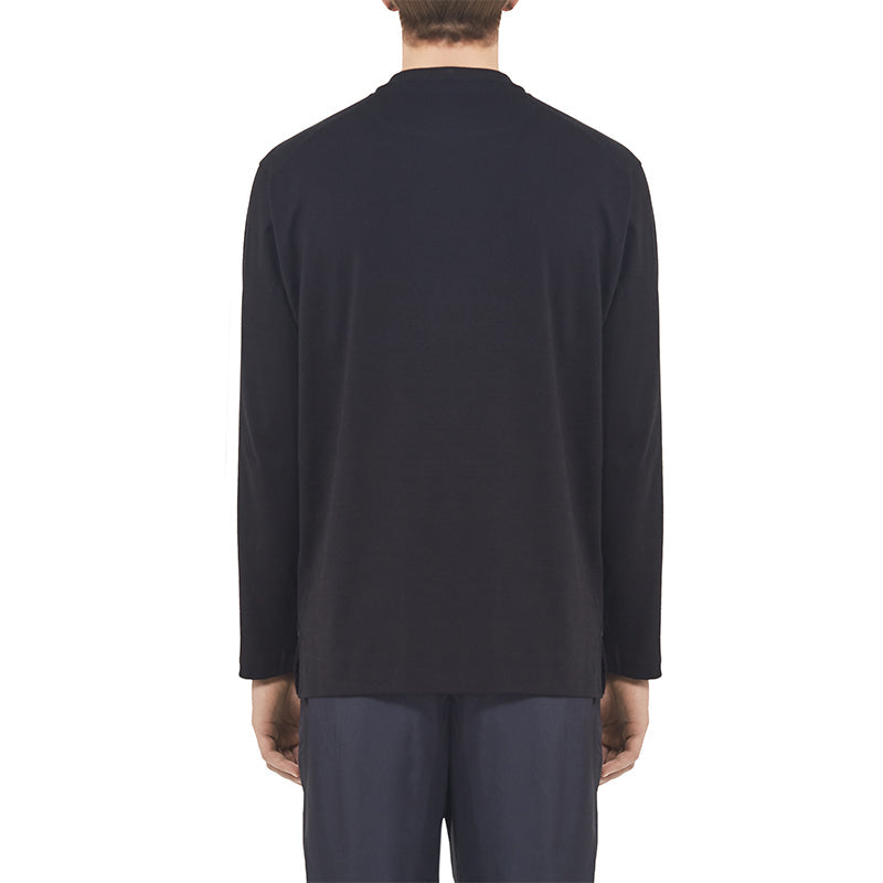 Men's Y-3 Round Neck Pullover Logo Long Sleeves Black T-Shirt FN3361-58W