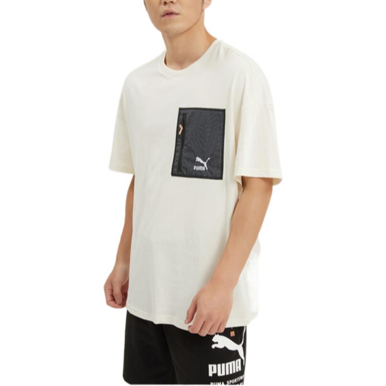 PUMA Logo Zip Pocket Tee 'White' 535418-65