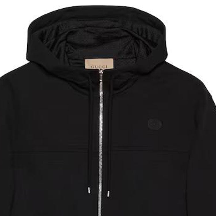 Gucci Cotton Jersey Hooded Jacket With Web 'Black' 752187-XJFQV-1043
