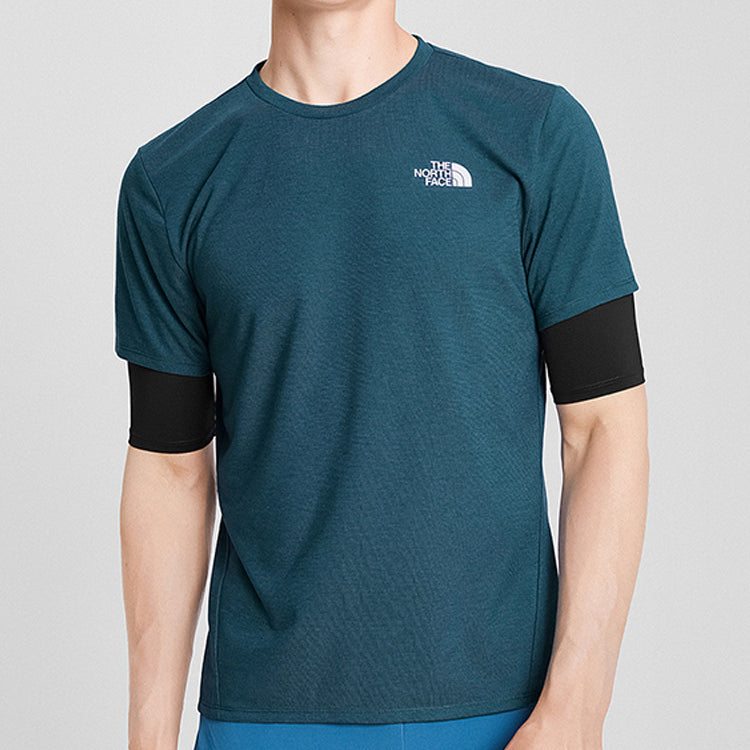 Men's THE NORTH FACE Outdoor Sweat Absorbing Breathable Short Sleeve Blue 4NA6-SF4
