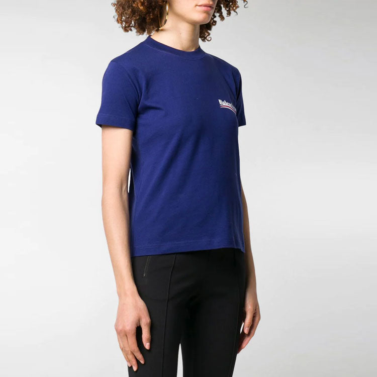 Balenciaga Alphabet Logo Printing Short Sleeve Blue 612964TIV521195