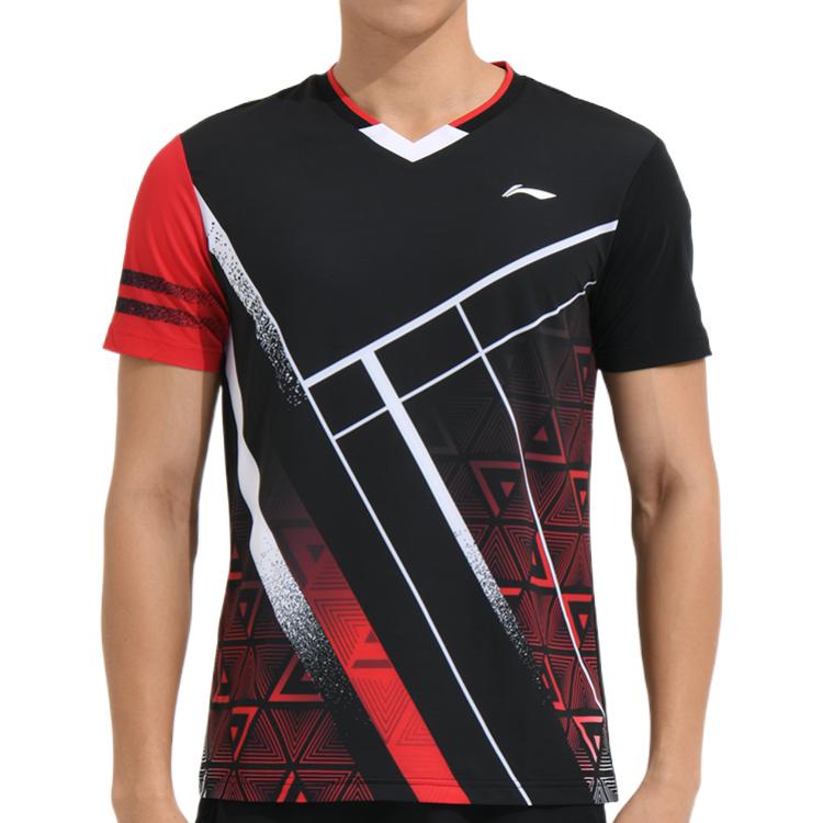 Li-Ning Badminton Series Quick Dry Training tournament Short Sleeve Black AAYS071-2