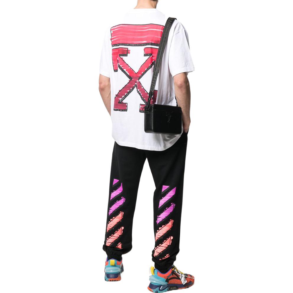 Men's Off-White SS22 Solid Color Arrow Logo Printing Round Neck Short Sleeve Loose Fit White T-Shirt OMAA038R21JER00201250125