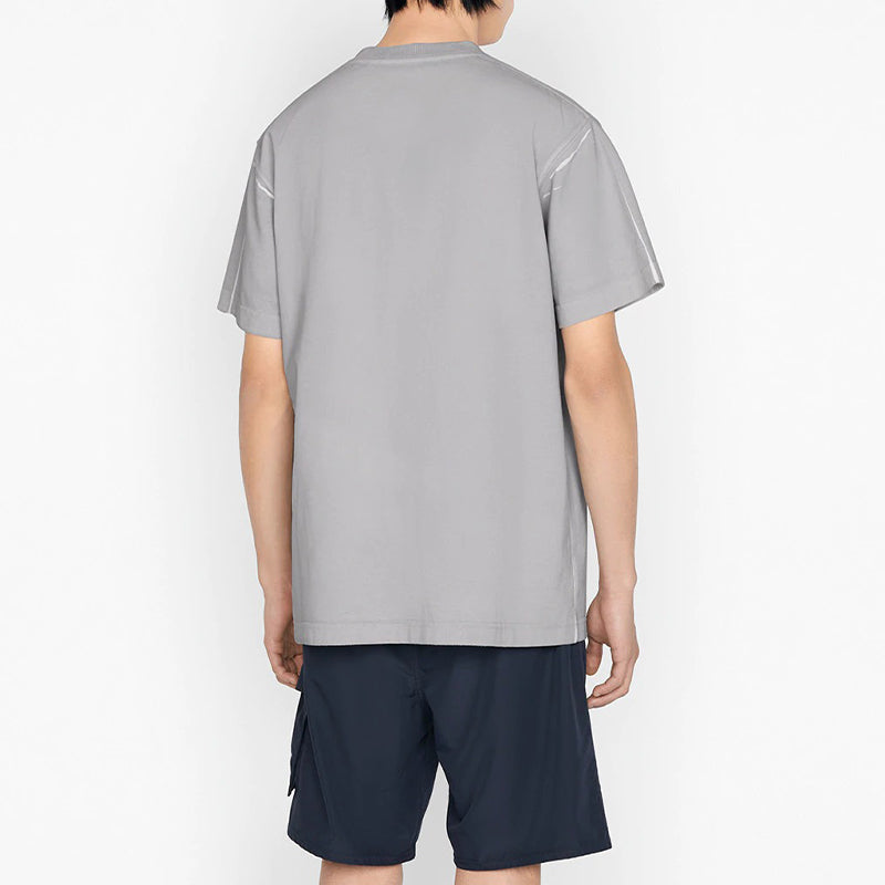 DIOR And Shawn Stussy Collaborative Letter Logo Print Oversized Short Sleeve For Men Grey 033J625E0554-C800
