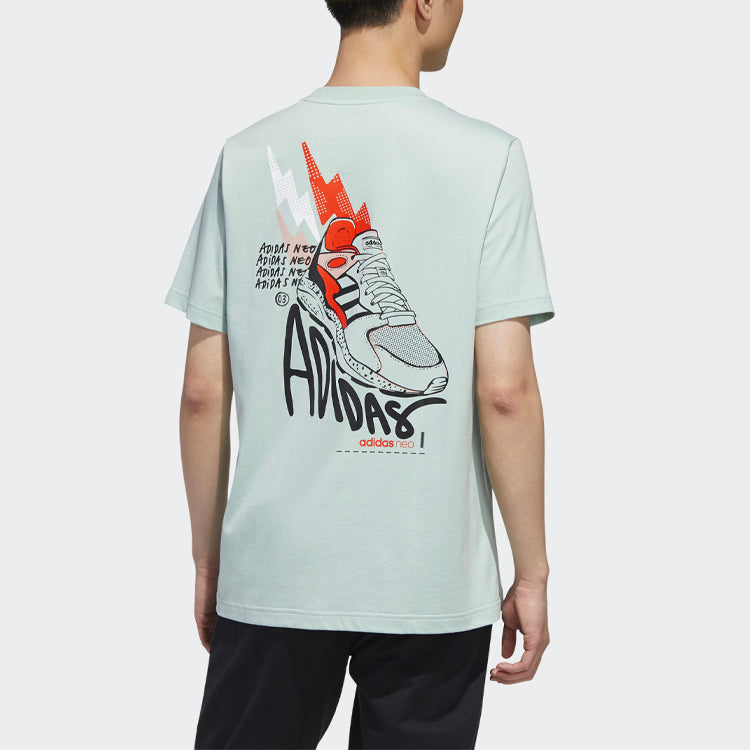 adidas neo Cartoon Printing Round Neck Casual Sports Short Sleeve Green GJ8888