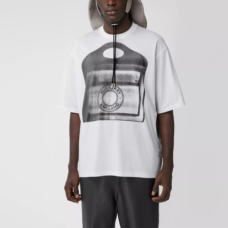 Men's Burberry SS21 Pocket Printing Round Neck Short Sleeve White 45676221