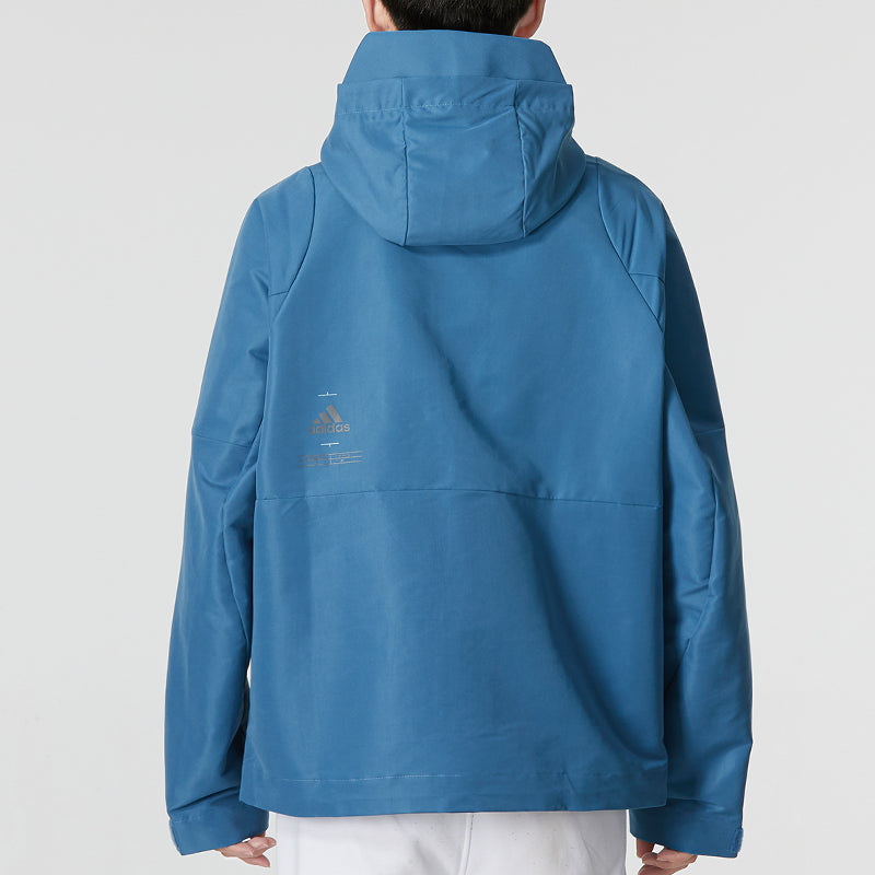 Men's adidas Th Protek Wvjkt Colorblock Stripe Athleisure Casual Sports Hooded Jacket Blue HM5166