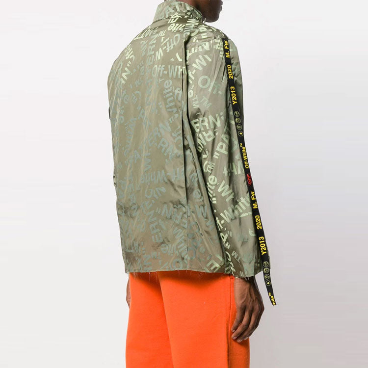 Off-White FW21 Large Alphabet Logo Printing Zipper Jacket Version Green OMBD015F19A230034300