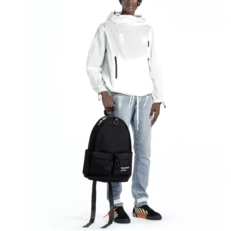 Off-White FW19 Black Quote Backpack Black OMNB003E195210571001