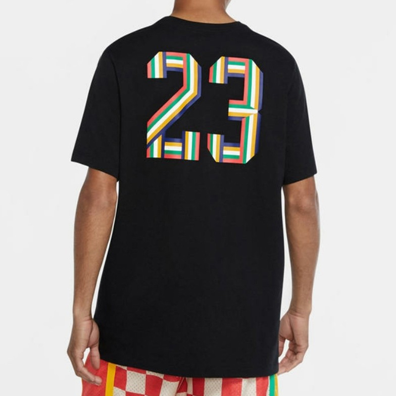 Air Jordan Solid Color Round Neck Printing Short Sleeve Black DN1469-010
