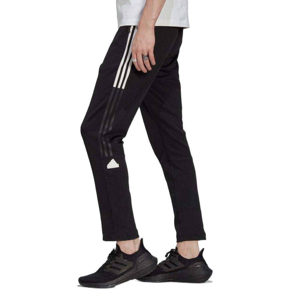 Men's adidas Solid Color Stripe Straight Casual Sports Pants/Trousers/Joggers Black HG2064