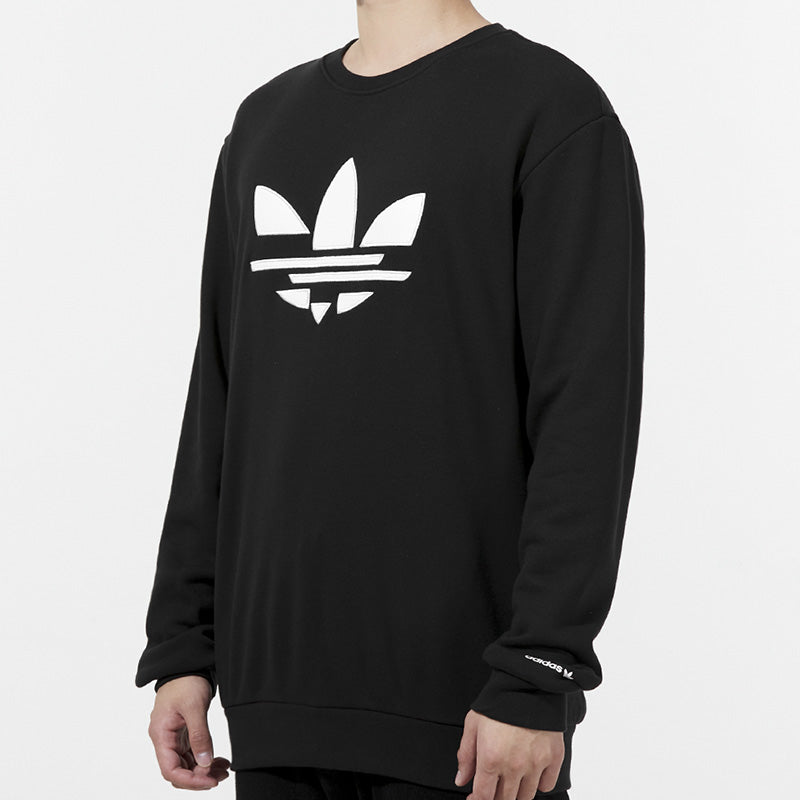 Men's adidas originals Logo Printing Sports Round Neck Pullover Black H37731