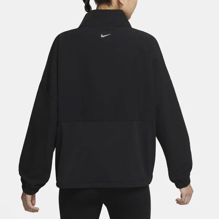 (WMNS) Nike Large Woven Stand Collar Training Sports Black Jacket DA0498-010