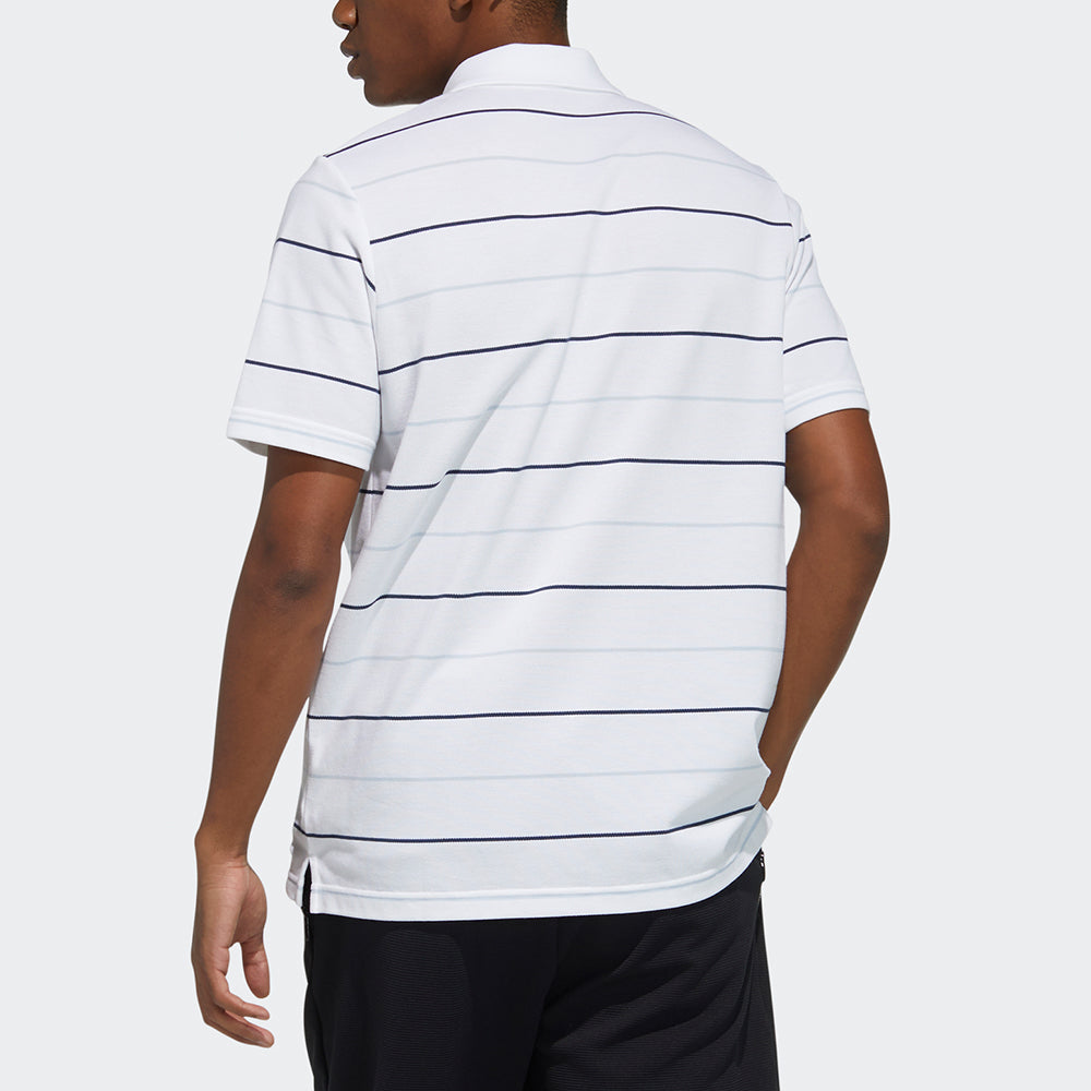 adidas Striped Sports Casual Short Sleeve Polo Shirt White GP1000