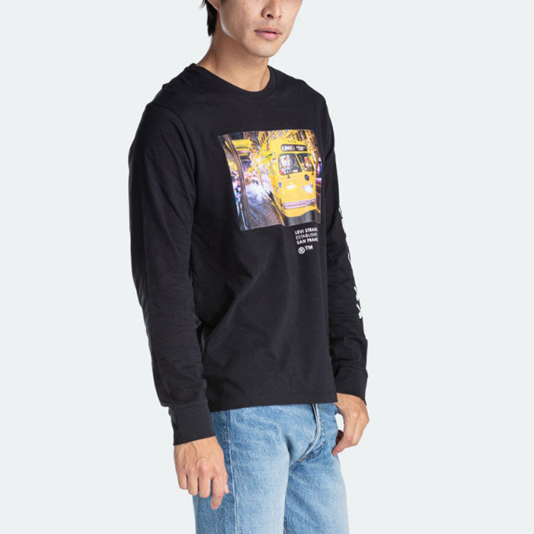 Men's Levis Landscape Printing Long Sleeves Black T-Shirt 36015-0055