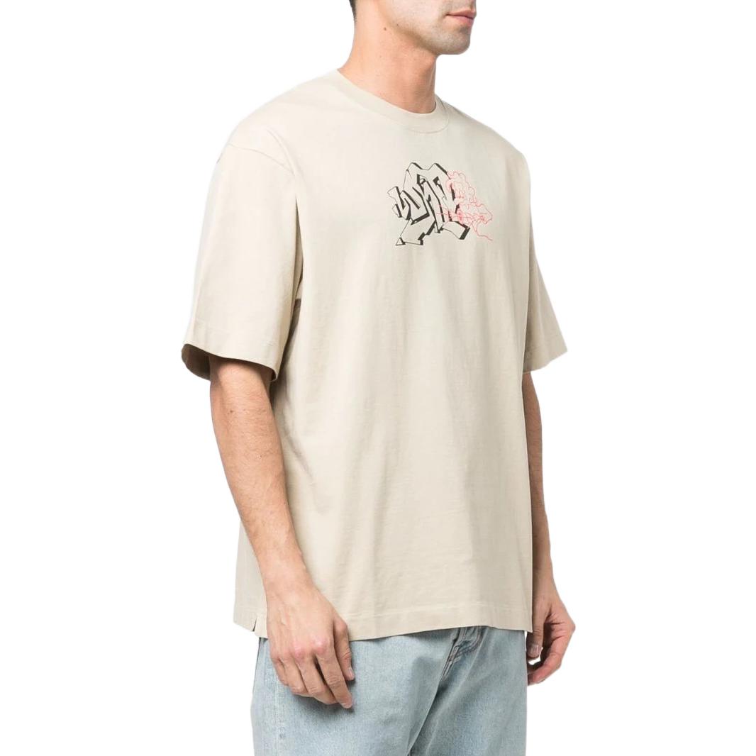Men's Off-White SS22 Logo Pattern Round Neck Short Sleeve Version White T-Shirt OMAA120S22JER00317101710