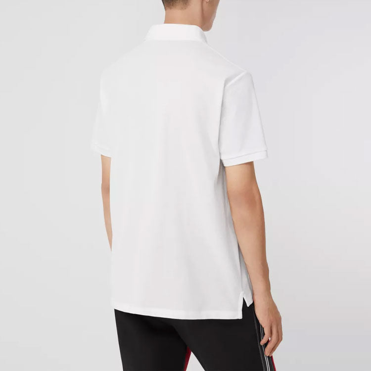 Men's Burberry Pattern Printing Short Sleeve Polo Shirt White 80248521