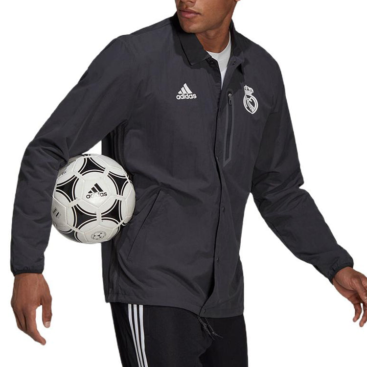 adidas Real Madrid Travel Coach Jacket 'Black' GR4273