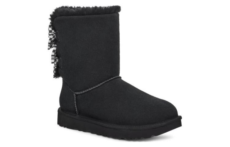 (WMNS) UGG Checkered Bow Snow Boots 'Black' 1138131-BLK