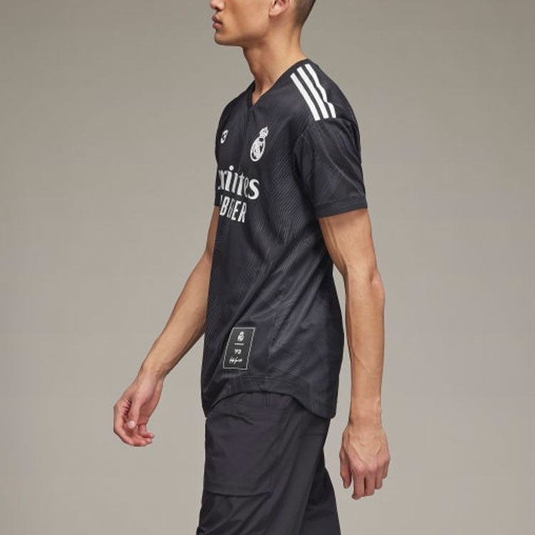 Men's adidas Madrid 120th Anniversary Jersey Solid Color Round Neck Alphabet Printing Short Sleeve Black T-Shirt HI3893