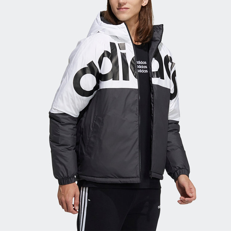 adidas neo Colorblock Large Logo Sports Reversible Down Jacket Black H45282