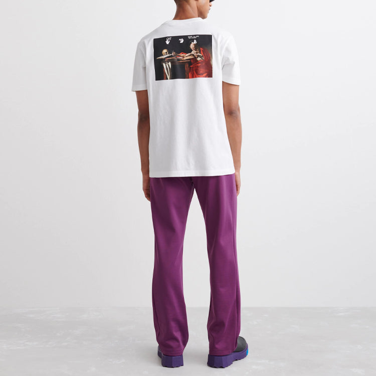 Men's Off-White SS22 Caravaggio Arrow Logo Short Sleeve Version White T-Shirt 17595115367845542048