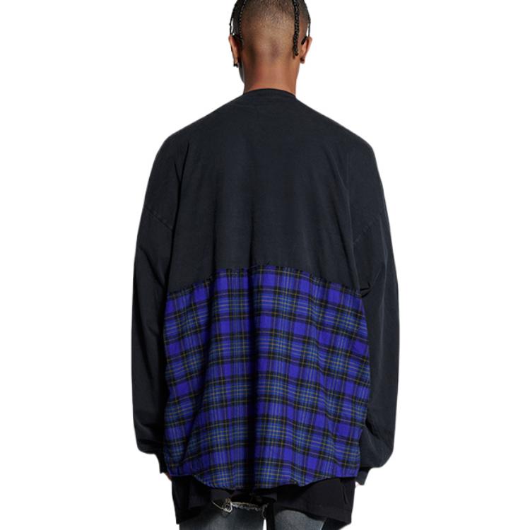 Balenciaga BB Authentic Patched Long Sleeve T-Shirt 'Black Blue' 698227TMM085212