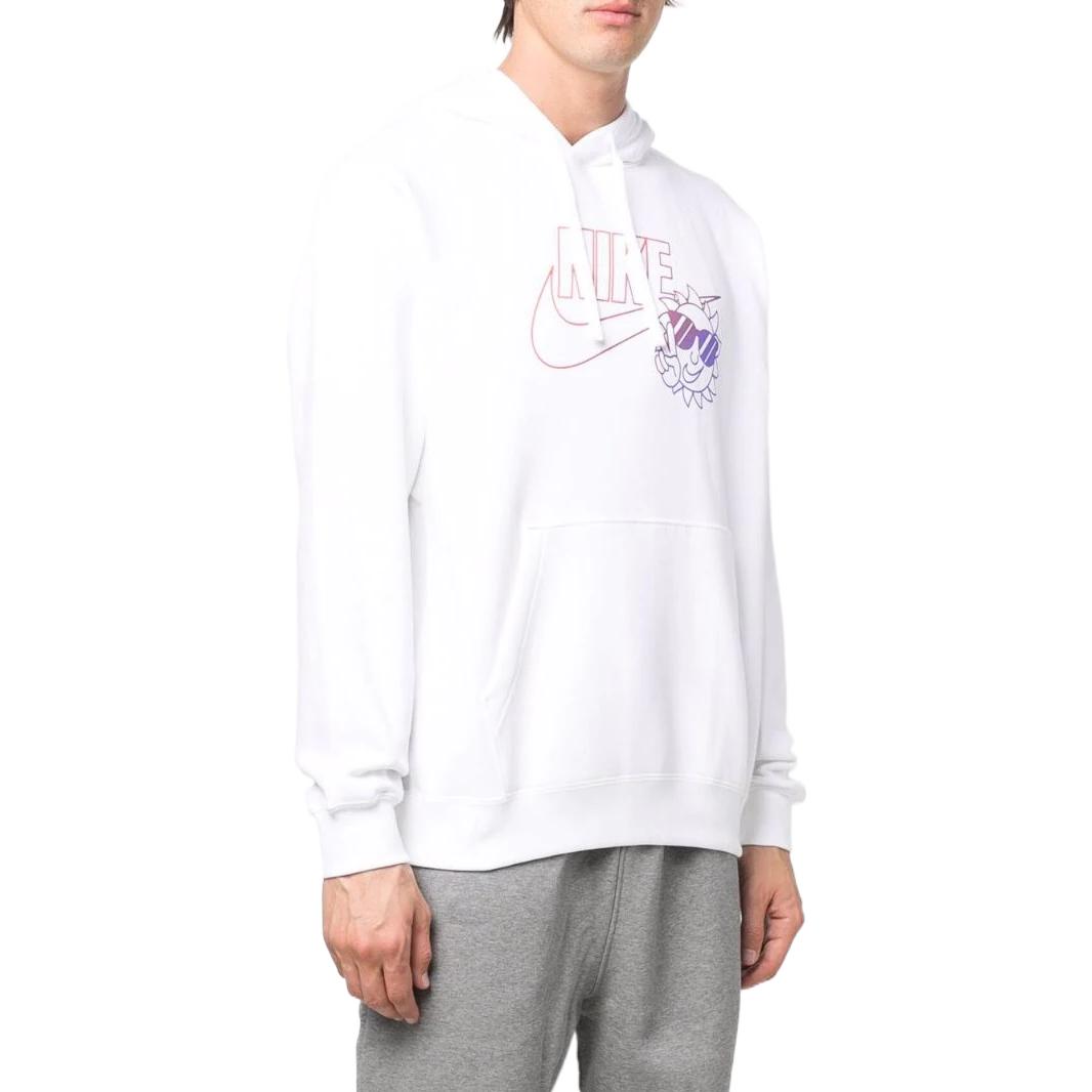 Men's Nike Cartoon Alphabet Logo Printing Drawstring Pullover Hooded Long Sleeves White DN5200-100