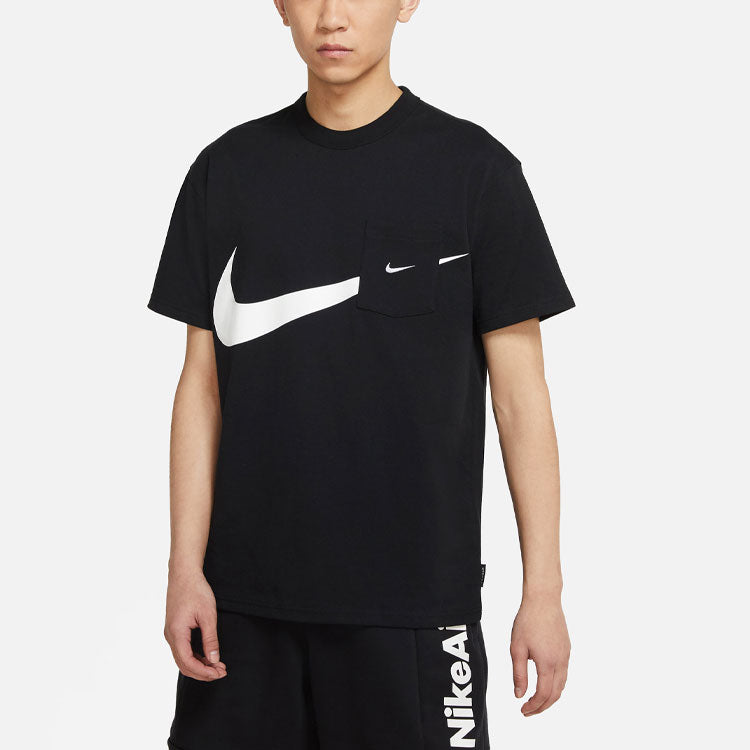 Nike Sportswear Swoosh Casual Sports Round Neck Logo Pocket Short Sleeve Black DJ4134-010