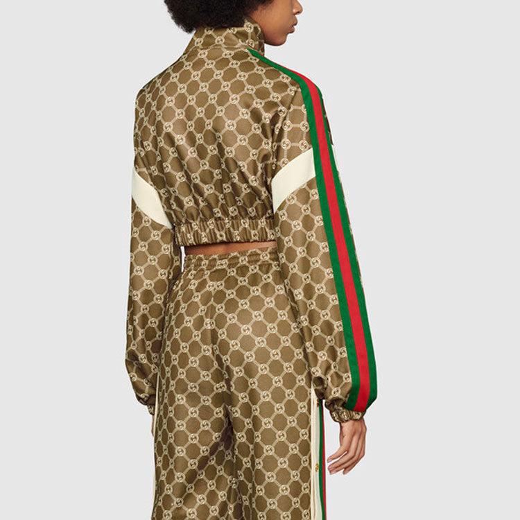 (WMNS) Gucci Interlocking G Zipper Jacket 'Olive Green Ivory' 671495-XJD1G-3357