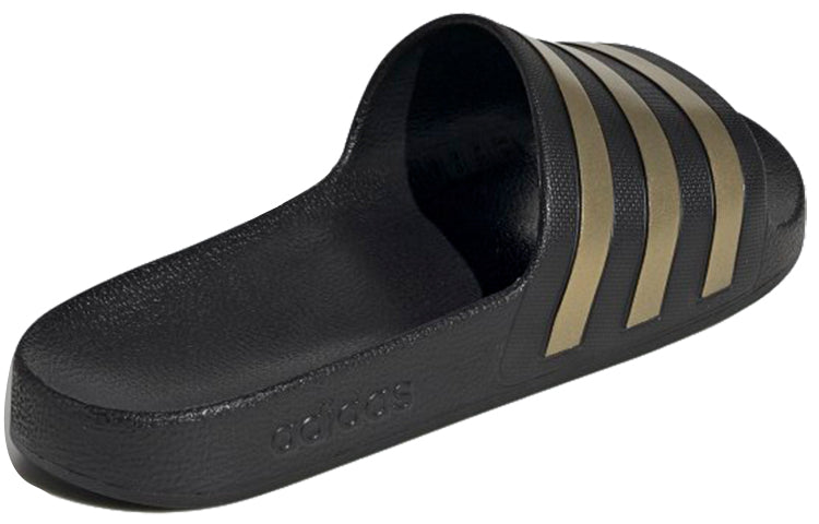 adidas Adilette Aqua Slides 'Black Gold Metallic' EG1758