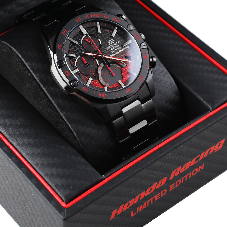 CASIO EDIFICE Series Classic Men'sWatcheses Men's Black Stainless Steel Strap Mens Red/Black Analog EQB-1000HR-1AER