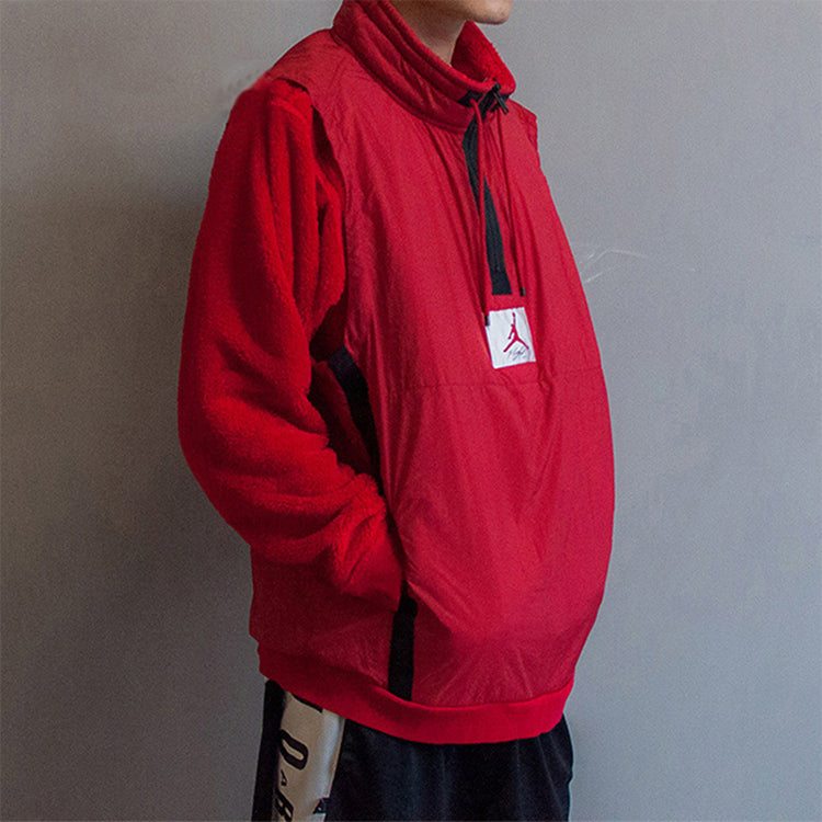 Air Jordan Pullover Fleece Lined Sports Jacket Red AH6256-687