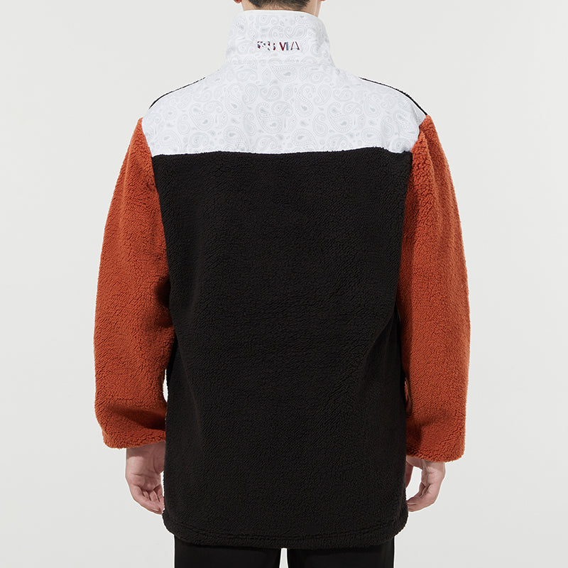 PUMA Paisley cashew Splicing Pocket Colorblock lamb's wool Stand Collar logo Jacket Couple Style 534984-88