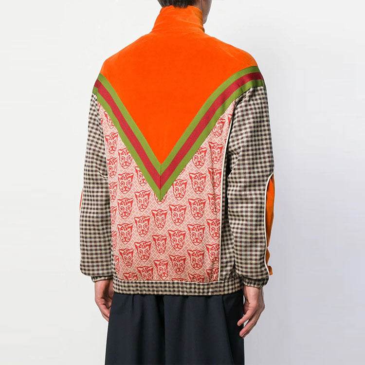 Gucci Houndstooth Cat-print Cotton-blend Track Jacket 'Orange' 580551-XJBFR-7548