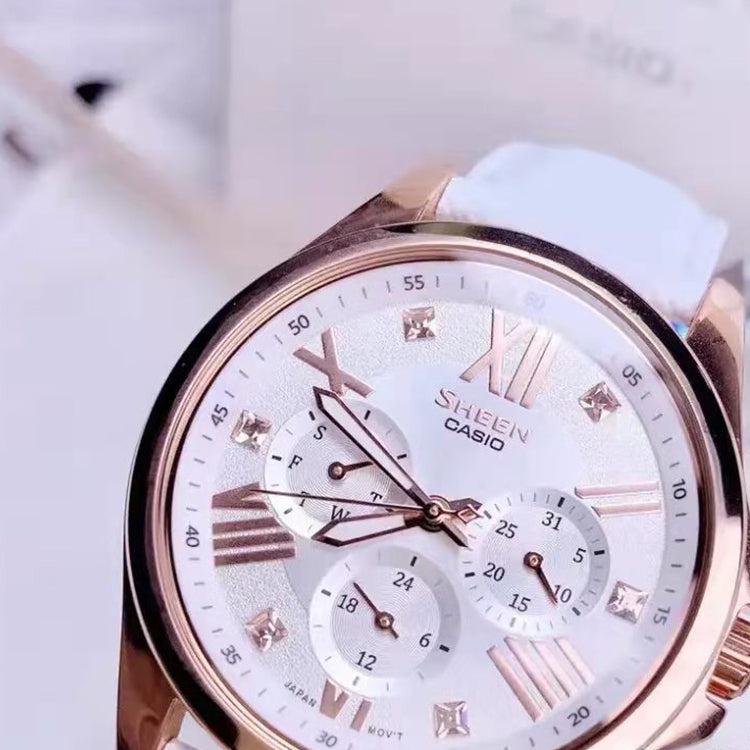CASIO SHEEN SHE-3806GL-7A /Gold White Analog SHE-3806GL-7AQ