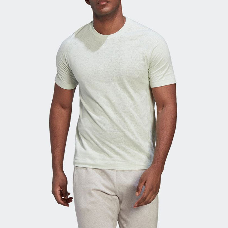 Men's adidas Solid Color Round Neck Pullover Short Sleeve Light Green T-Shirt HD0969