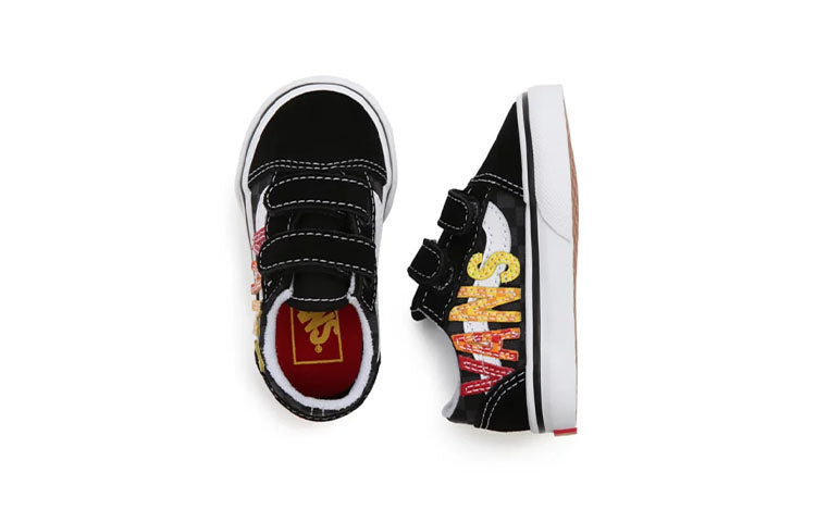 Vans Toddler Flame Logo Repeat Old Skool Velcro Low-Top Sneakers K Black/Yellow/Red VN000D3YABX