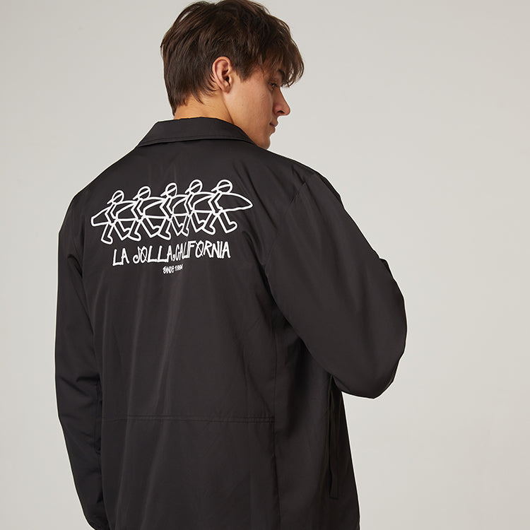 PJs Vigor Surf Small Printing Series Loose Casual Alphabet lapel Jacket Unisex Black 20SSJK1004-P