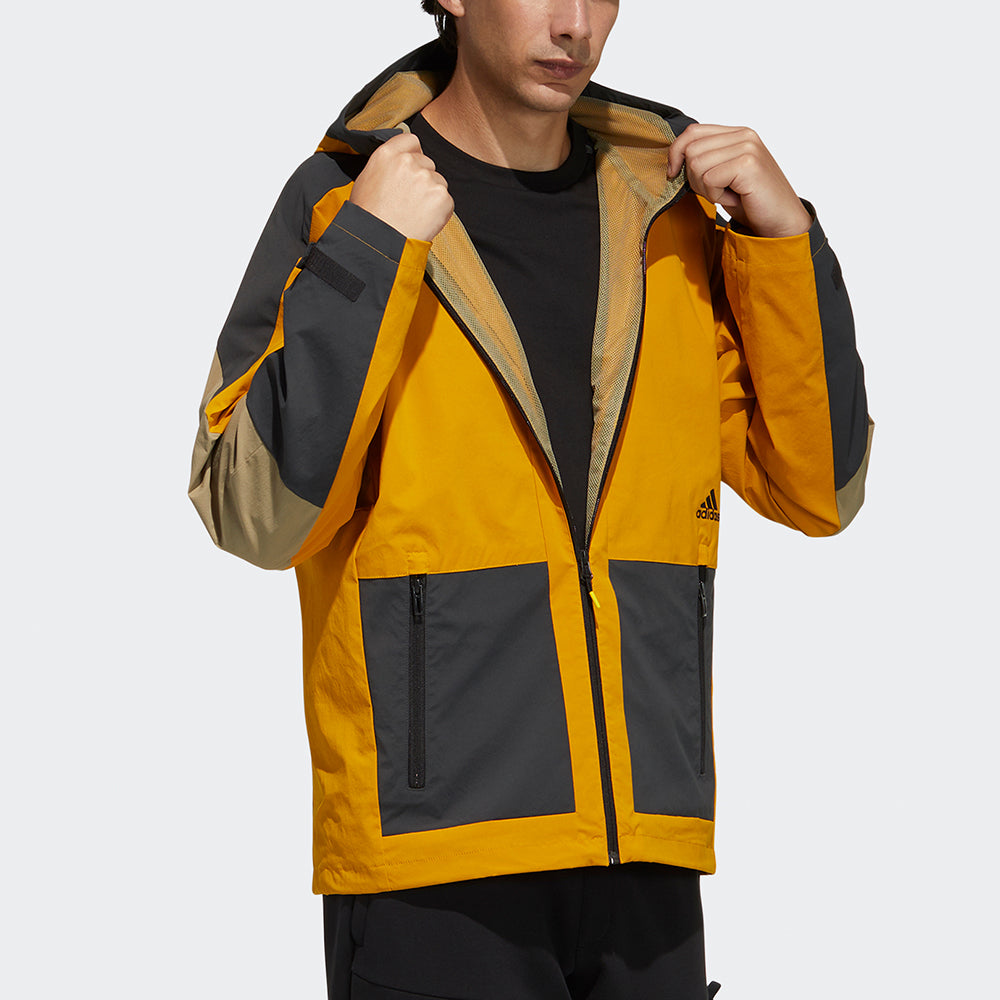 adidas Th Wv Block Jkt Colorblock Hooded Jacket Gold Color H40225