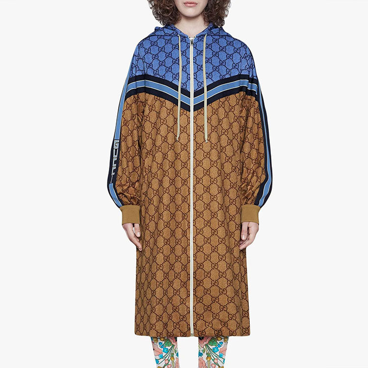 (WMNS) Gucci Technical Jersey GG Long Jacket 'Blue Camel' 550604-XJADG-2144