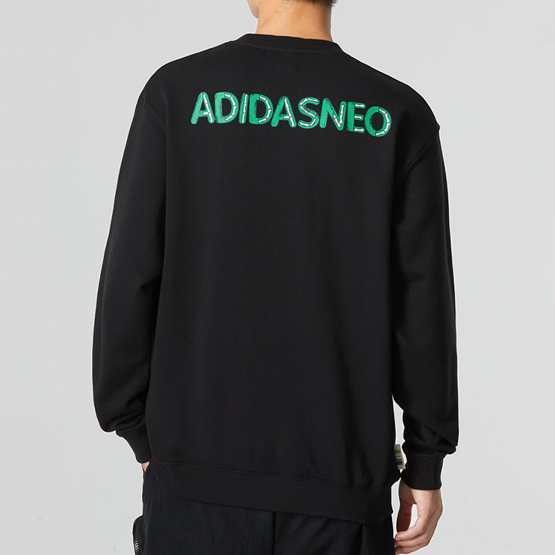 Men's adidas neo U Jf Ss Sweat Athleisure Casual Sports Alphabet Printing Round Neck Black HM9945