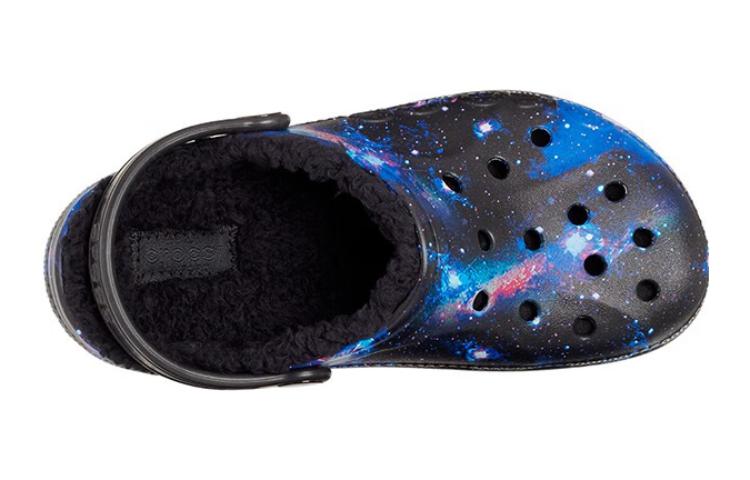 (GS) Crocs Baya Lined Fuzzy-Strap Galaxy Clogs 'Black Multi' 207654-0C4