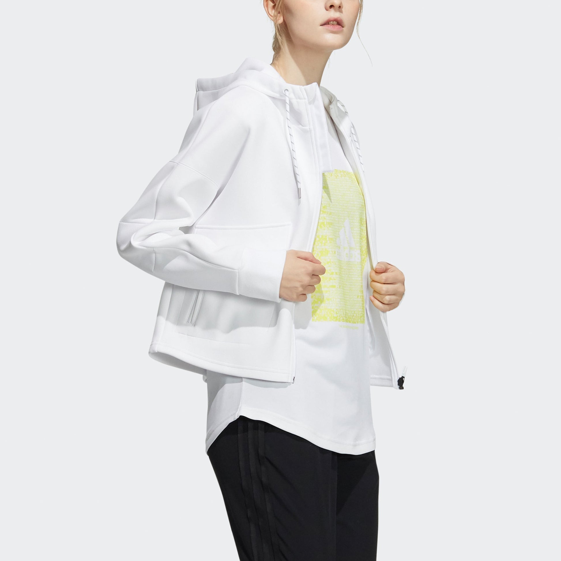 (WMNS) adidas Sty W New Kt Jk Big Pocket Sports Hooded White Jacket H07372